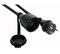 Perel Cable de extensión 5 Metros H05RR-F 3G2.5 16 A 230 V 3680 W Goma Negro IP44 Schuko Tipo E/F aterrizado Exterior Flexible jardín Taller Herramientas eléctricas