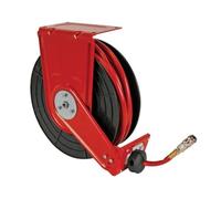 Perel Enrollador de manguera de aire automático 15 m para montaje en pared, PVC rojo, máx. 20 bar, 1/4" NPT, carcasa metálica, para compresor, herramientas neumáticas, taller e industrial
