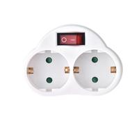 Perel Hoja multiplicada con Interruptor, 2 enchufes Schuko (Tipo F), Polipropileno, Interior, Uso Blanco