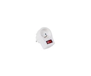 Perel Hoja multiplicada con interruptor, zócalo terrestre francés (tipo E), polipropileno, uso interno, blanco