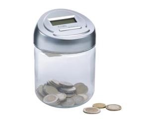 Perel Hucha, Contador Digital, Detección Automática de Monedas, Pantalla LCD, 150 x 100 mm, Gris