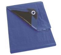 Perel Impuesto, Muy Resistente, 20 Ojales, ángulos Reforzados, rectangulares, Azul/Negro, 140 g/m², 5 x 5 m