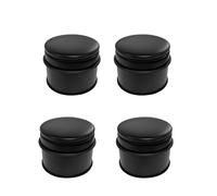 Perel Juego de 4 topes de puerta de acero inoxidable, 1,1 kg cada uno, Ø9x7,5 cm, base antideslizante, sin taladrar, negro mate, diseño moderno y resistente para casa y oficina