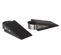 Perel Juego de tapones de puerta, forma de cuña, goma negra, manija de acero inoxidable, 49 x 30 x 120 mm, 2 piezas