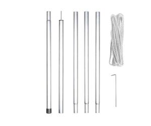 Perel Kit de fijación con mástil, Cuerda y estacas, Metal, diámetro 25 mm, Altura 250 cm