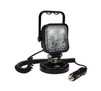 Perel LED Floodlight, 15 W, 800 lm, 7500 ° K, blanco neutro, con base magnética y enchufe de cigarrillo, aluminio, negro