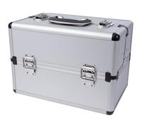 Perel Case de herramientas, abertura de acordeón, correa de hombro, separadores extraíbles, bloqueo de llave, 2 llaves, aluminio, gris, 360 x 220 x 250 mm