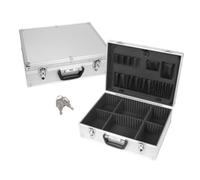 Perel Maletín de herramientas de aluminio 457 x 330 x 152 mm con cerradura, divisores ajustables, soportes para herramientas, maletín rígido de transporte para herramientas, portátil y cámara