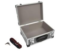 Perel Maletín de Herramientas de Aluminio Gris 320 x 230 x 155 mm con Cerradura con Llave (2 Llaves) y Correa para el Hombro, maletín de Transporte rígido para Herramientas, portátil y cámara