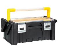 Perel Organizador de herramientas 21 L con 12 compartimentos y 2 niveles, maletín de herramientas con asa de aluminio y cierres metálicos, organizador para tornillos y piezas pequeñas, 45,5 x 24 x 20