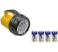 Perel Potente linterna LED, 16 LED blancos brillantes, sensor de encendido/apagado, adecuado para uso interior y exterior, incluye baterías