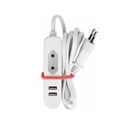 Perel Regleta con 2 Ranuras USB y Toma de Corriente, alargador con USB y Toma de Corriente Europea, Toma de Corriente de 1 vía, Cable de extensión para regleta de estación de Carga, Cable de 1,5 m
