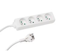 Perel Regleta con 4 enchufes Tipo E con protección Infantil, Cable H05VV-F 3G1.5 de 5 m, 3680 W, alargador Compacto para Interior, Blanca, IP20, 16 A, 230 V