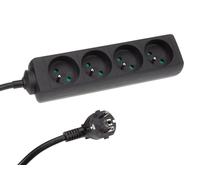 Perel Bloque multiplicado, 4 capturas con Tierra Francesa (Tipo E), 5 m, 3g1.5, Uso Interior, Negro