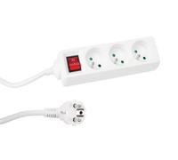 Perel Regleta con Interruptor, 3 Tomas Tipo E con protección Infantil, Cable H05VV-F 3G1.5 de 1,5 m, 3680 W, alargador de Interior de bajo Consumo, Blanco, IP20, 16 A, 230 V