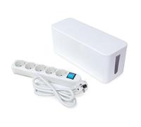 Perel Regleta con Interruptor y Caja organizadora, 5 enchufes Schuko con protección Infantil, Cable de extensión de 1,5 m, 3500 W alargador múltiple con gestión de Cables, Organizador para Oficina y