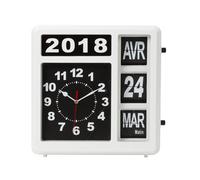 Perel Reloj Cuadrado con Calendario de volteo, Ideal para Personas con discapacidad Visual y para individuos con Alzheimer o Demencia, analógico, 31 x 31 cm, Blanco/Negro, versión Francesa