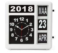 Perel Reloj Cuadrado con Calendario de volteo, Ideal para Personas con discapacidad Visual y para individuos con Alzheimer o Demencia, analógico, 31 x 31 cm, Blanco/Negro, versión Holandesa