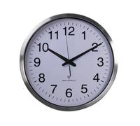 Perel Reloj de Pared 50 cm analógico con sincronización horaria DCF, Esfera Extra Grande fácil de Leer, Marco de Aluminio Plateado, salón Cocina Oficina Sala de Espera