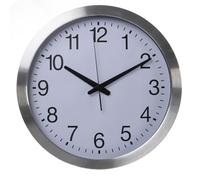 Perel Reloj de Pared, Redondo, analógico, 40 cm, Hora radiopilótica (DCF), Aluminio, Plata