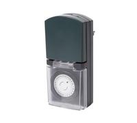 Perel Temporizador analógico, mecánico, 230 V, 16 A, 3680 W, IP44, para Uso al Aire Libre, Tipo E de conexión a Tierra Francesa, Negro
