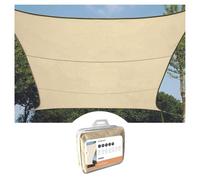 Perel Toldo Vela Rectangular 2 x 3 m para jardín y terraza, poliéster Transpirable e Impermeable, protección UV 90%, Color Crema