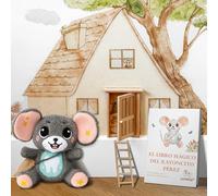 Perez&Fairy Puerta Ratoncito Perez que se Abre | Con Vinilo de Pared, Escalera de Madera y Peluche Raton Pequeño | Kit Casita Ratoncito Perez con Libro de Cuentos y Certificado | Regalo Niño y Niña