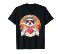 Perezoso Abrazo Corazón Puesta Del Sol Amor Perezoso Camiseta