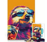 Perezoso Bebiendo Alcohol, Rompecabezas de 1000 Piezas para Adultos, Juguete para ejercitar la Mente, diseño de Ocio Suave, Regalo de Temporada 50x75cm