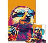 Perezoso Bebiendo Alcohol, Rompecabezas de 1000 Piezas para Adultos, Regalo de lógica Fina, Juguete de Ocio Suave, Bordes limpios, Regalo Encantador 38x52cm
