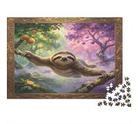 Perezoso Bosque Escena Natural Puzzle de 1000 Piezas Puzzle para Adultos Papel Relajante Ocio Familiar Decoración Hogar Regalo 52x38cm/1000pcs