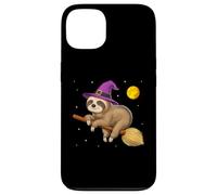 Perezoso Bruja Montando Escoba Halloween Aterrador Divertido Carcasa para iPhone 13