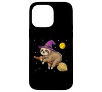 Perezoso Bruja Montando Escoba Halloween Aterrador Divertido Carcasa para iPhone 14 Pro MAX