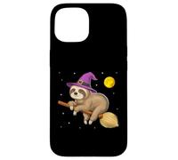 Perezoso Bruja Montando Escoba Halloween Aterrador Divertido Carcasa para iPhone 15
