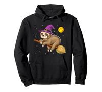 Perezoso Bruja Montando Escoba Halloween Aterrador Divertido Sudadera con Capucha