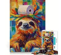 Perezoso con Corona de Papel higiénico, Rompecabezas de 1000 Piezas para Adultos, Recall Upgrade, Alivio del estrés, Corte Ajustado, Santa Wish Pick 38x52cm