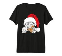 Perezoso con un Hombre de Jengibre en ilustrador de Sombrero de Santa Claus Camiseta Premium