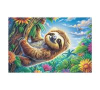 Perezoso de la Selva Tropical Puzzles 1000 Piezas Estera Portátil 3D Rainforest Bough Flora Rompecabezas Familiar para Adultos Aliviar Estrés Decoración Hogar Moderno Creativo 1000 PCS