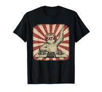 Perezoso DJ Auriculares Tocadiscos Retro Fiesta Camiseta