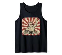 Perezoso DJ Auriculares Tocadiscos Retro Fiesta Camiseta sin Mangas