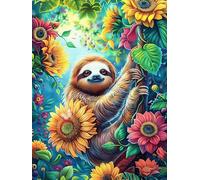 Perezoso en el jardín de Girasoles Puzzle 1000 Piezas Papel Adolescentes Animal tierno de Cuento de Hadas Actividad Familiar Educativa Mejora Coordinación Ojo-Mano Fiestas Navideñas