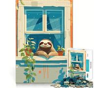 Perezoso en la Ventana con Plantas, Rompecabezas de 1000 Piezas para Adultos, Regalo de lógica Fina, Juguete de Ocio Suave, Bordes limpios, Regalo Encantador 38x26cm