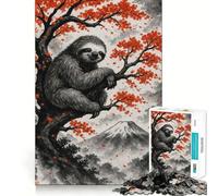Perezoso en un árbol otoñal con montaña Rompecabezas de 1000 Piezas para Adolescentes Juego Inteligente para Fortalecer los Lazos Familiares Obra de Arte para armar 38x52cm