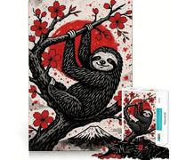 Perezoso en un Cerezo en Flor, Rompecabezas de 1000 Piezas para Adultos, Regalo Ideal para ejercitar la Mente, Juguete para Relajarse, Arte para armar, Regalo Memorable 50x75cm