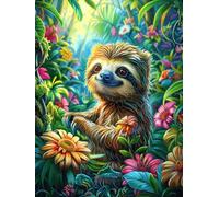Perezoso en un jardín de Flores mágico Puzzle 500 Piezas Cartón Blanco Premium para Expertos Paisajes y Ciencia ficción Días Lluviosos Colección Garantía Reposición Piezas 500 PCS
