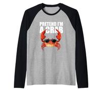 Perezoso Halloween Diciendo Amante del Cangrejo Divertido fingir Que Soy un Cangrejo Camiseta Manga Raglan