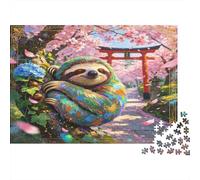 Perezoso Ilustrado Jardin Sakura Puzzle de 1000 Piezas Papel para Adultos Paisaje de Primavera Relajante Decoración Regalo Familia 70x50cm/1000pcs