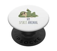 Perezoso mi espíritu animal, vamos a relajarnos y relajarnos, divertido regalo perezoso PopSockets PopGrip Adhesivo