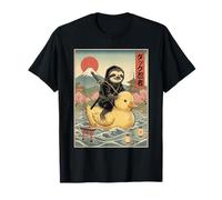 Perezoso Ninja Japón Vintage Japonés Ukiyo-e Arte Camiseta