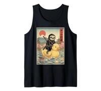 Perezoso Ninja Japón Vintage Japonés Ukiyo-e Arte Camiseta sin Mangas